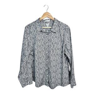 L.L. Bean Wrinkle-Free Pinpoint Oxford Womens 2X Plus Shirt Floral Print